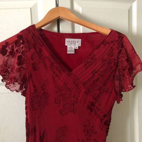Papell Petites 6P Red Dress - Picture 4 of 7